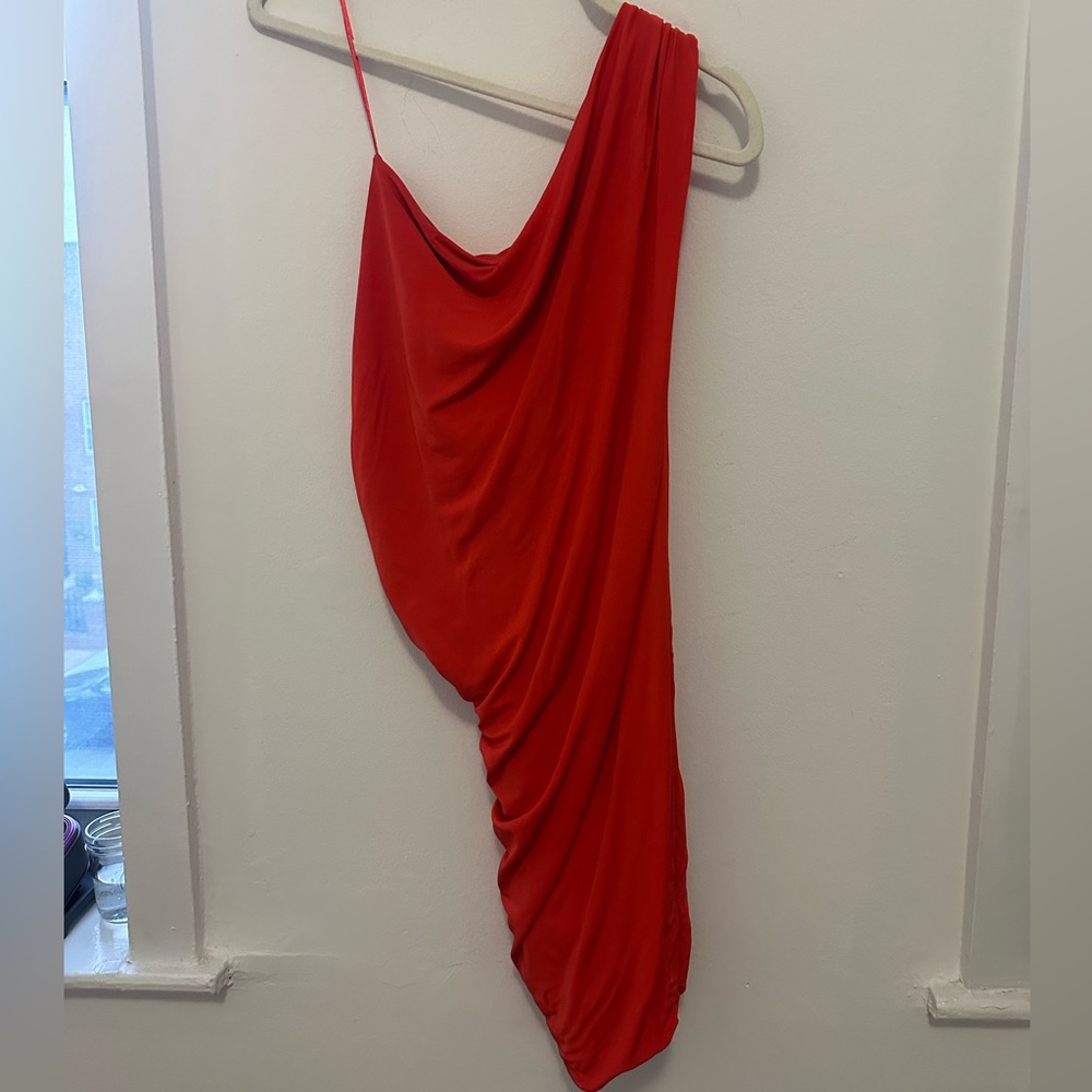 Elegant Red Draped Women's Dress